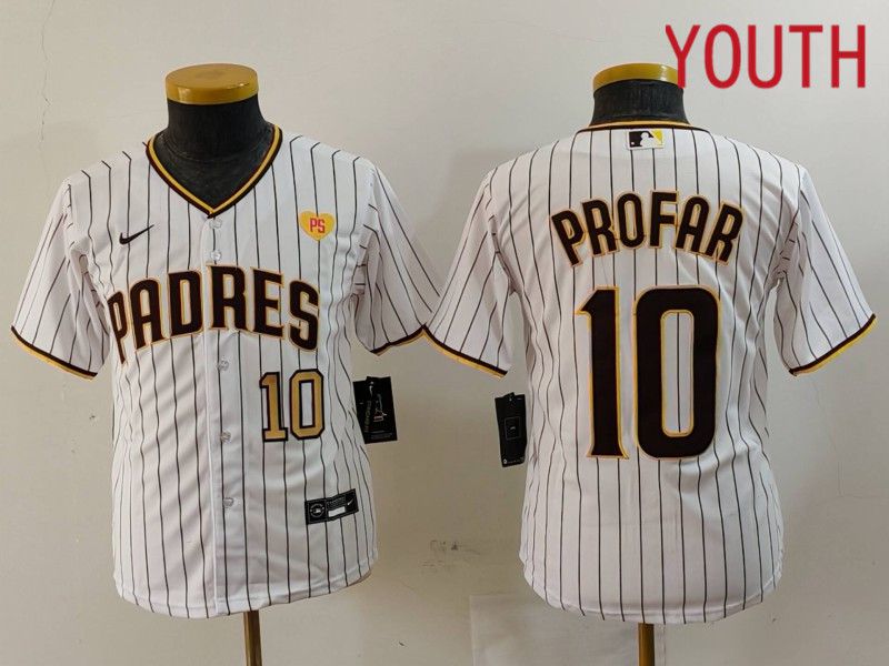 Youth San Diego Padres #10 Profar White Stripe Game 2024 Nike MLB Jersey style 9035